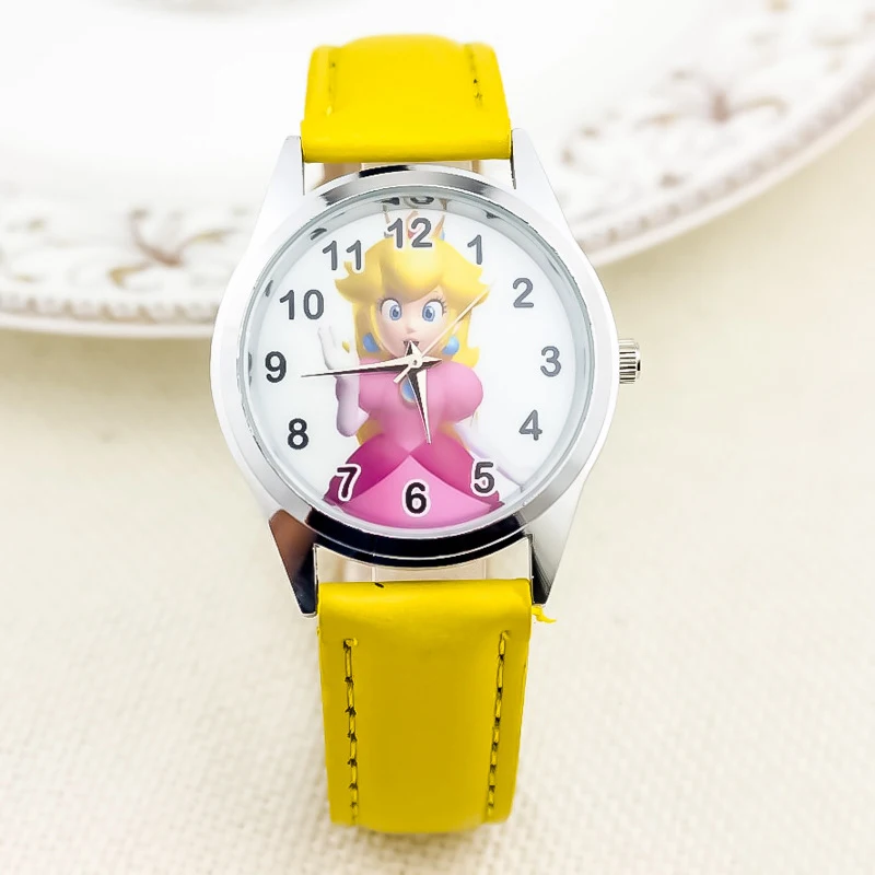 Miniso Anime Cartoon Disney Frozen Princess Luminous Round Quartz Girls Student Watch Fashion Children Leather Belt Wristwatch