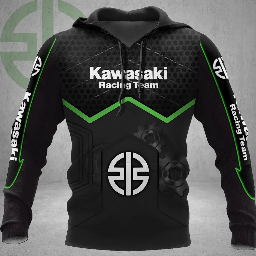 

Kawasaki Sweatshirt Motorcycle Uniform Oversized Hoodie Unisex Mens Clothing Extreme Sports Child Racing Suit High-quality Men's
