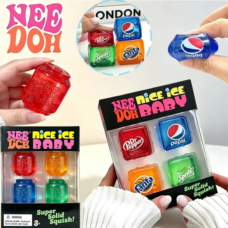 Needoh Mini 4 Pack Can & Cube Maltose Fidget Toy Autism ADHD Sensory Regulation Anxiety Relief Concentration Train Portable Toy