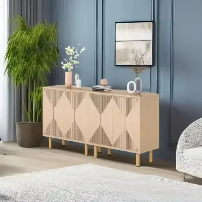 [New Arrival!]Modern Natural Storage Cabinet, Freestanding Floor Cabinet, Classic 59 inches Sideboard, Wood Buffet Cabinet with