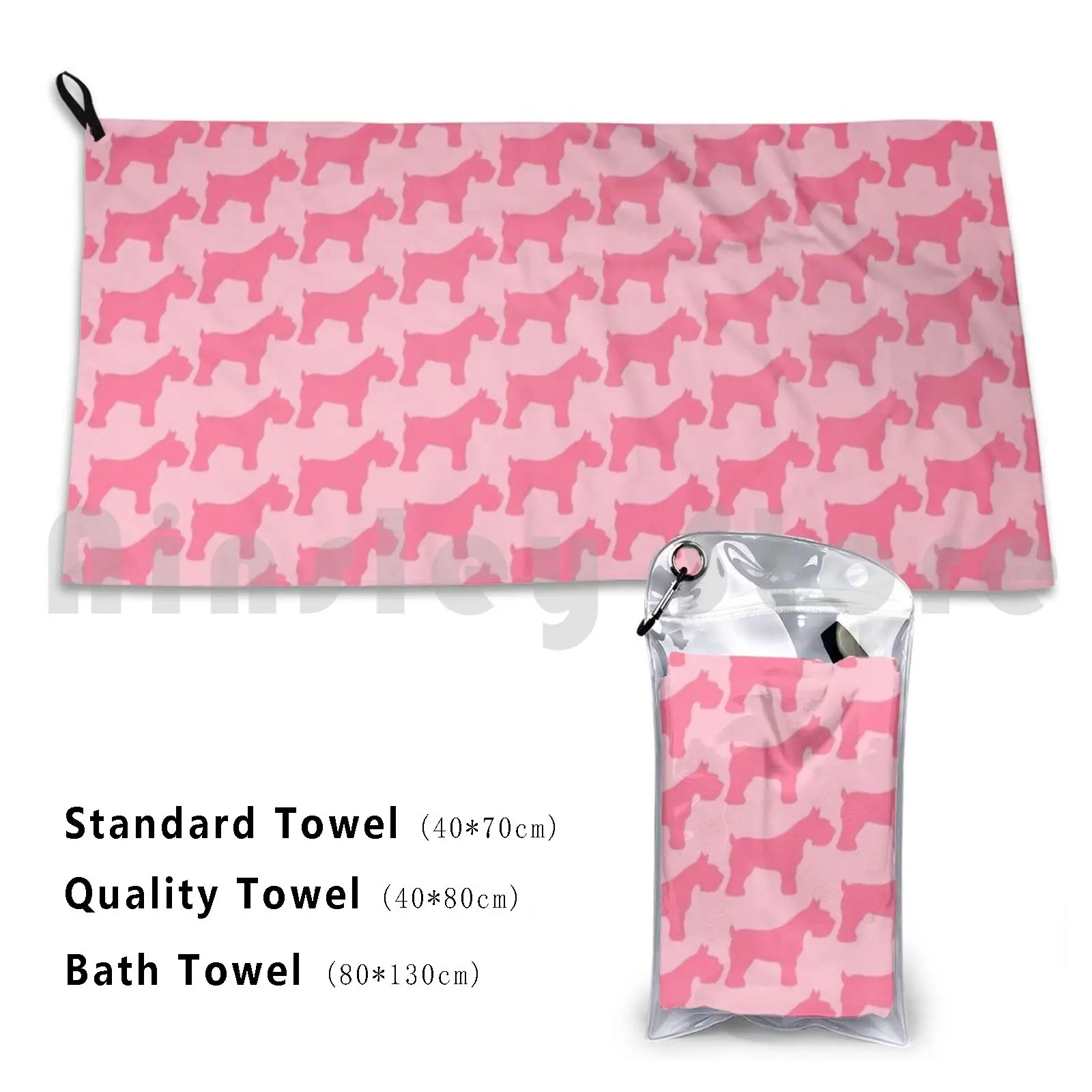 Toalla de baño Schnauzers rosa, cojín de playa, Schnauzer Schnauzers Terrier Terriers, perros, raza alemana gigante