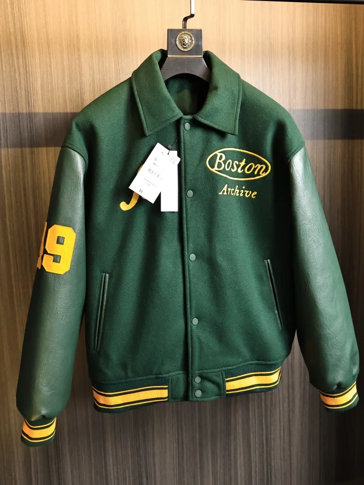 

Мужское модное стеганое хлопковое кожаное лоскутное шерстяное пальто с воротником-стойкой, зимнее пальто, повседневная одежда, подходит-стойка