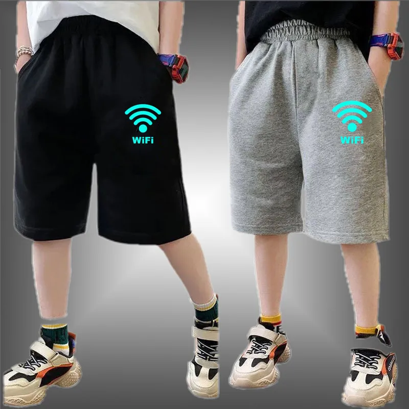 Fashion Boys Summer Luminous Shorts Funny Battery Print Streetwear Basketball Shorts Kids Gym Sport Short Sweatpants