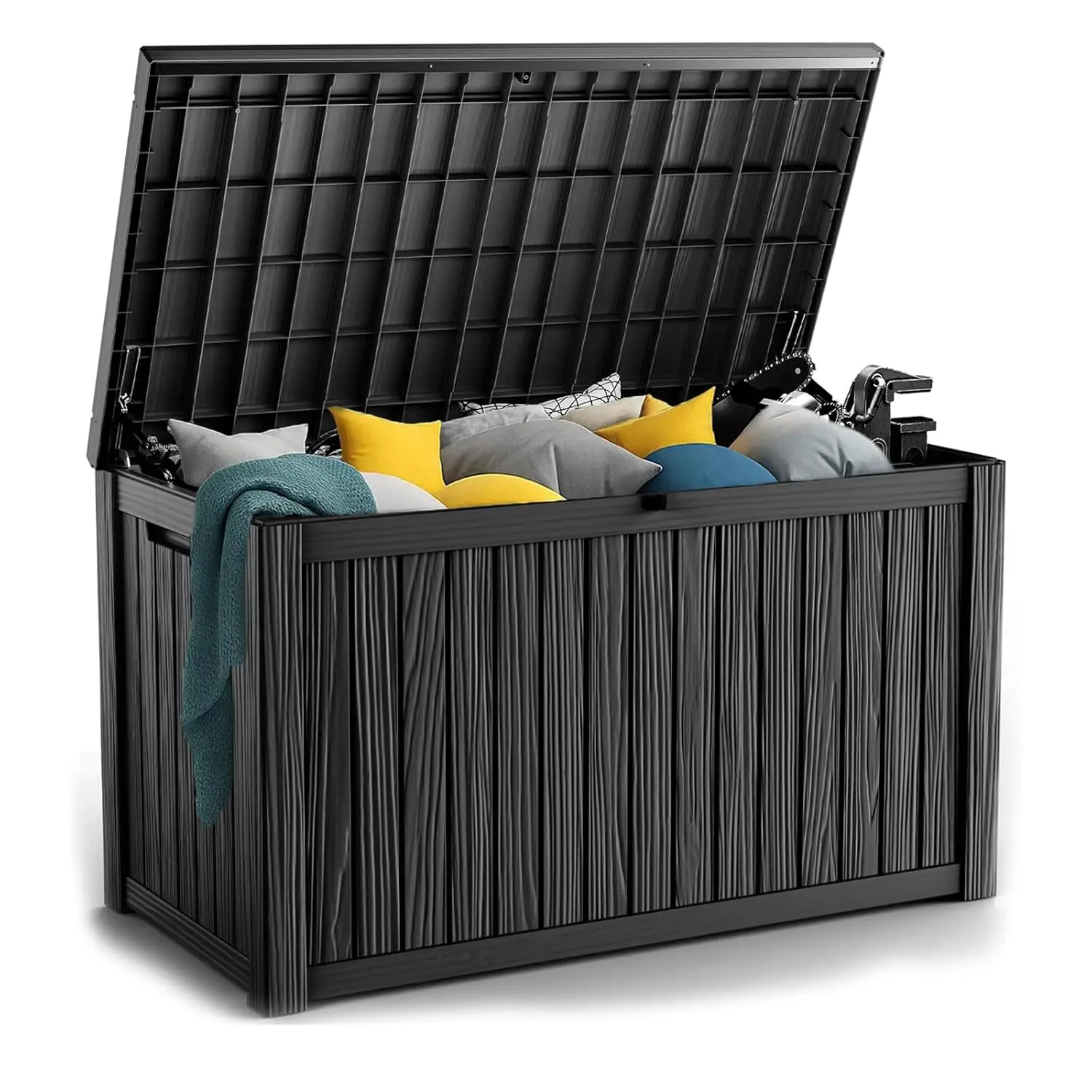 180Gal Lockable Resin Deck Box Waterproof Outdoor Patio Furniture Garden Tool Storage, Customized