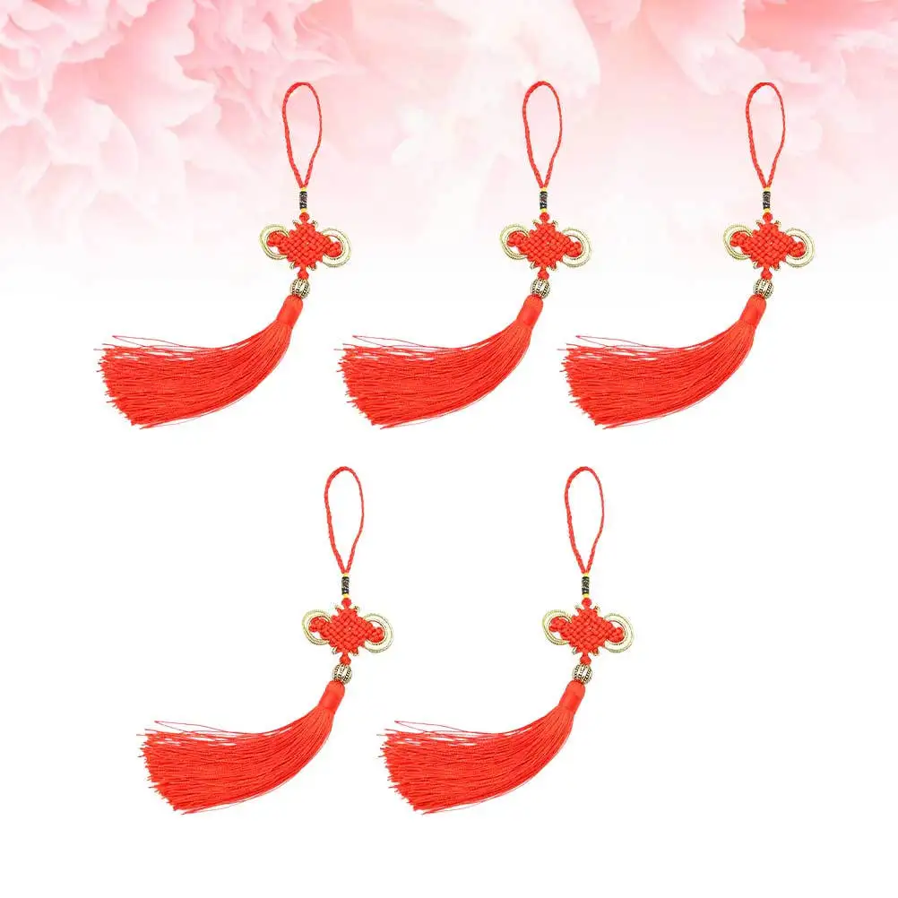 5 قطعة حافة الذهب الصينية عقدة معلقة قلادة سيارة زخرفة شرابة الديكور مهرجان الربيع حسن الحظ الهدايا شرابة قلادة #2