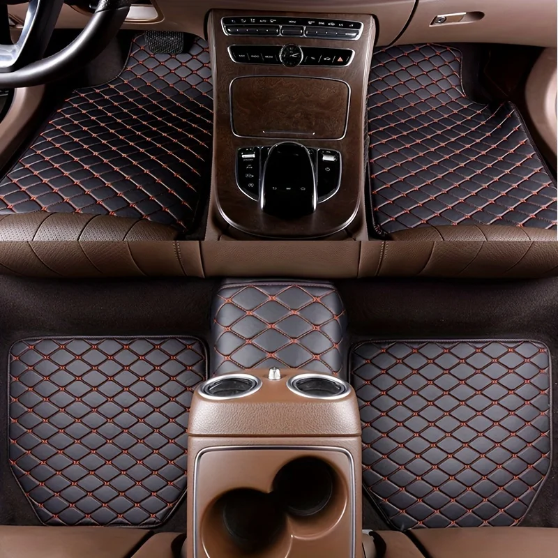 

5Pcs PU Leather Car Floor Mats Waterproof Dust-Proof Auto Foot Pad Set Protector pads Universal Fashion Car Interior Accessories