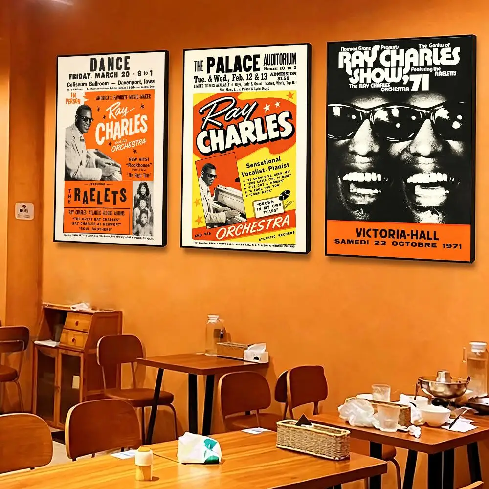 music Ray Charles Poster Poster HD Printing Cozy and Warm Style for Home Decor for Bedrooms Cafes Gift Giving