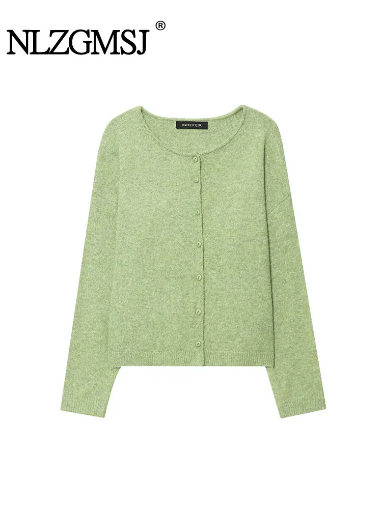

NLZGMSJ женский осенний кардиган с длинными рукавами 2022, женская одежда, повседневные однотонные однобортные шикарные вязаные свитера