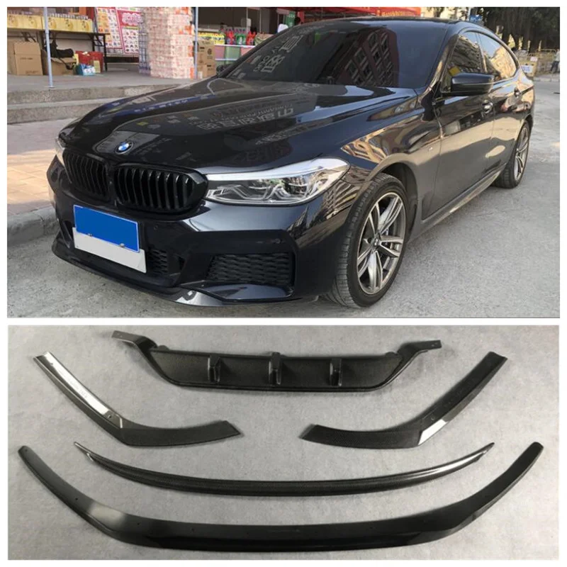 For BMW 6 Series GT G32 2018-2022 Real Carbon Fiber Front Lip Splitters+ Rear Diffuser Spoiler + Side Skirt+ Rearview Mirror