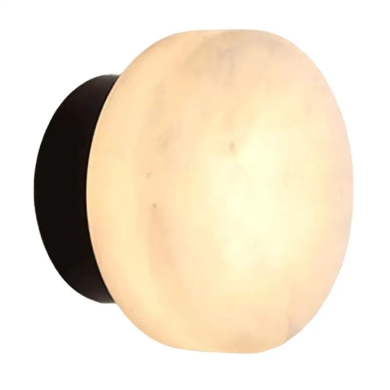 New Shown-Living Room Bedroom Passage Corridor Nordic Modern LED Room Light Natural Marble Round Wall Lamp A
