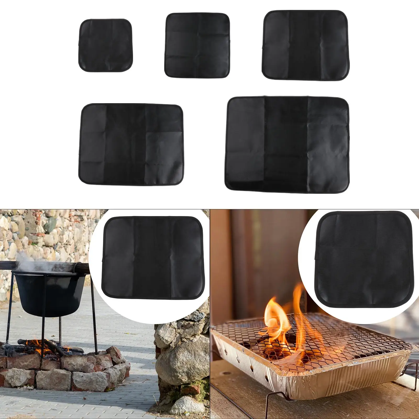 Fireplace Mat Tabletop Fire Mat Fireproof Grill Pad Floor Protection Rug Barbecue Fire Blanket for Decking Patio BBQ Camping - view 6