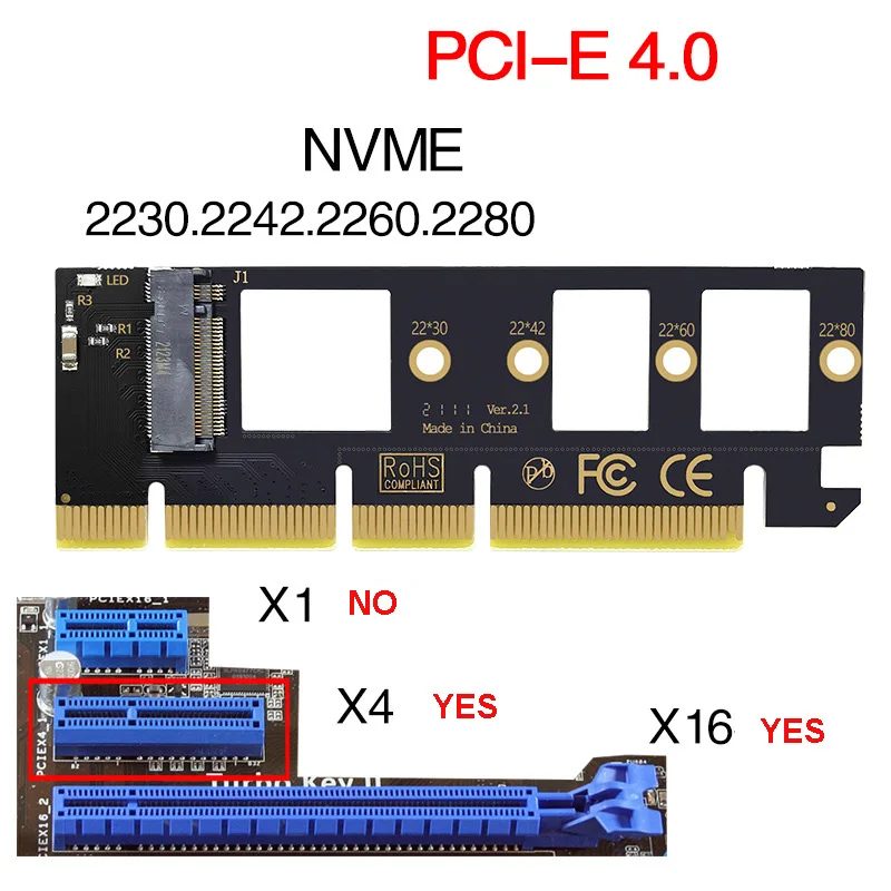 PCIe M-Key M.2 NVME SSD to PCIe 3.0 x4 x8 x16 Converter Card Extend Adapter for BTC Mining Computer PC