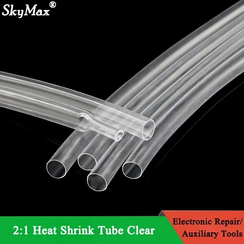 

1~10m 2:1 Heat Shrink Heatshrink Tube Clear Diameter 0.6mm ~ 150mm Wire Repair DIY Cable Protecctor Sleeving Wrap Tubing