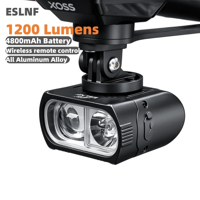 ESLNF 1200 Lumens Rechargeable Bicycle Front Light Wireless Remote Control Aluminium Bike Headlights MTB Road Bike Accessory