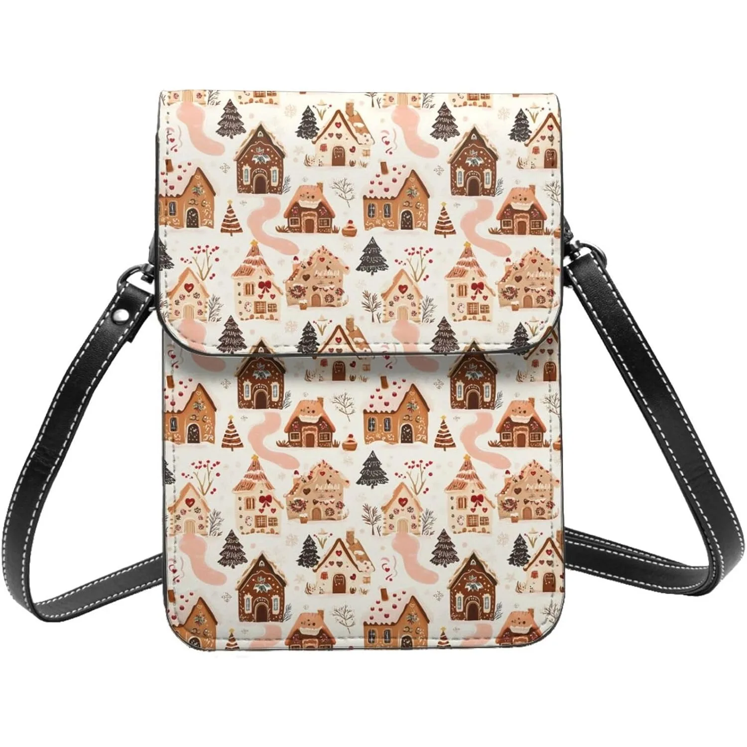 

Kawaii Little House Print Small Crossbody Bags for Women, Small Purses Leather Cell Phone Cross Body Bag