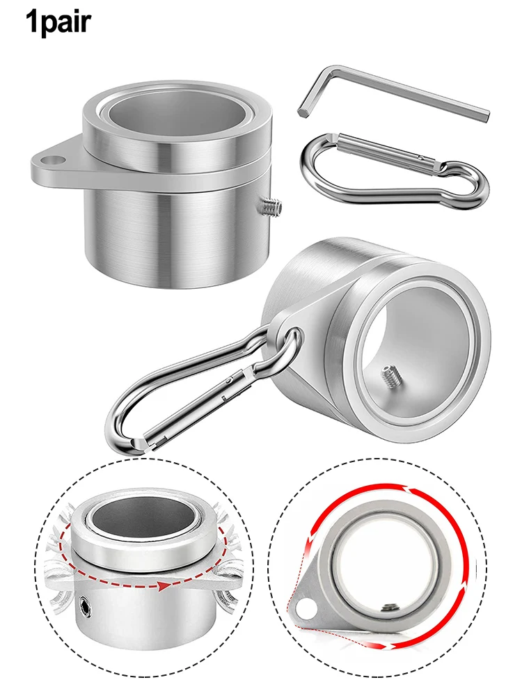 2 sztuki pierścieni do masztu ze stopu aluminium Obrotowy zestaw pierścieni montażowych do masztu flagowego z karabińczykiem do masztów 0,6 do 1,26