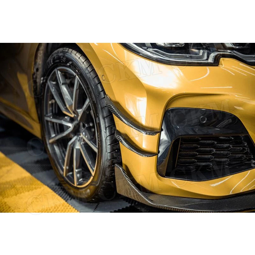 

Накладки-канарды (финсы) на передний бампер из сухого карбона (препрег) для BMW 3 серии G20 325i 2019-2020, элементы стайлинга кузова