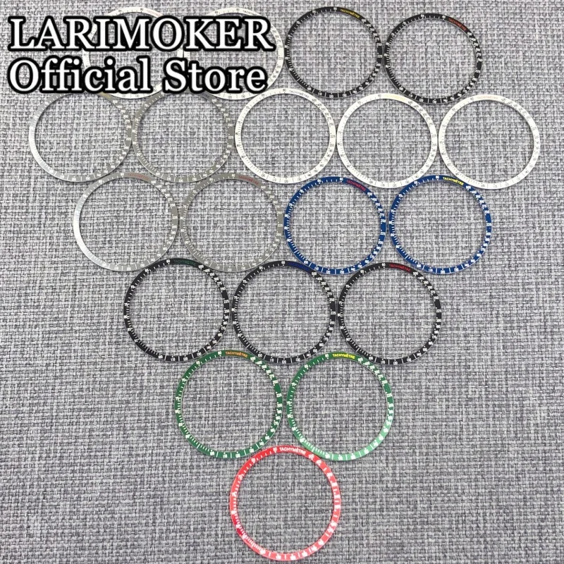 LARIMOKER Flat Aluminium Bezel Insert 38.5*34mm Orange Red Y-meter Fit 39.6mm Chronograph VK63 Watch Case Modified Watch Parts