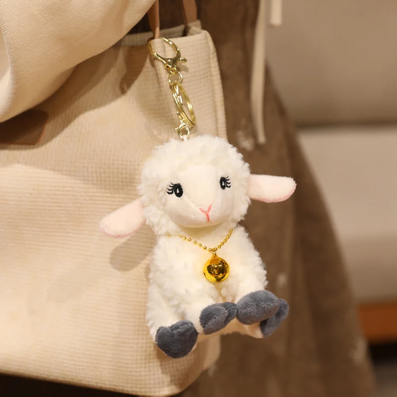 Cute Bell Necklace Sheep Long Ear Sitting Stuffed Animal Well-behaved Home Ornament Lovely Birthday Gifts
