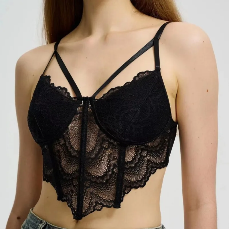 Lace Corset Camisole Lace Sexy High Quality Suspender Small Vest Women's Lingerie Extreme Strap Camisole Shaper Corset on Sale