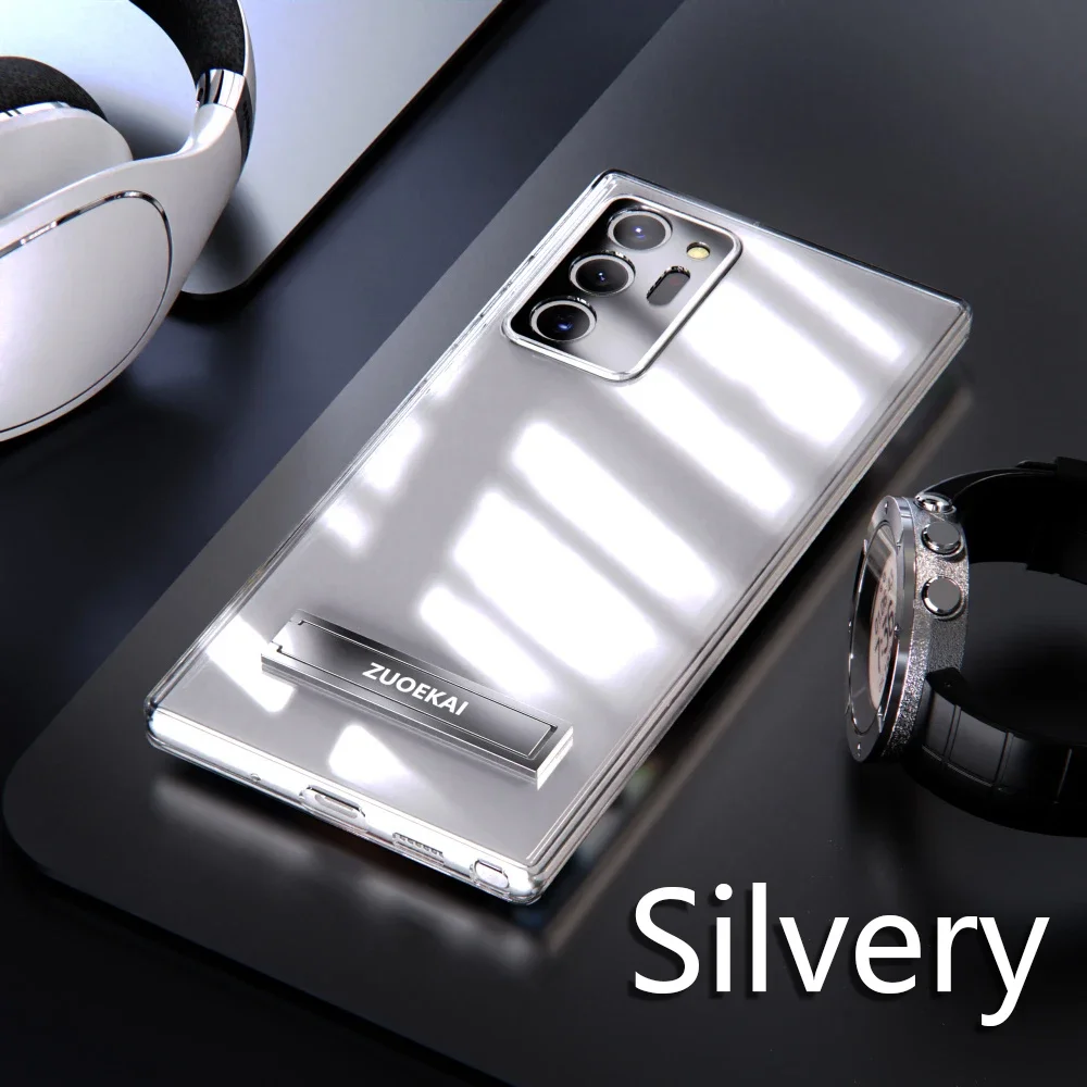 Samsung Galaxy not 20 için Ultra not 10 artı not 8 9 şeffaf Kickstand kılıf braketi ayakta koruyucu temizle yumuşak kapak
