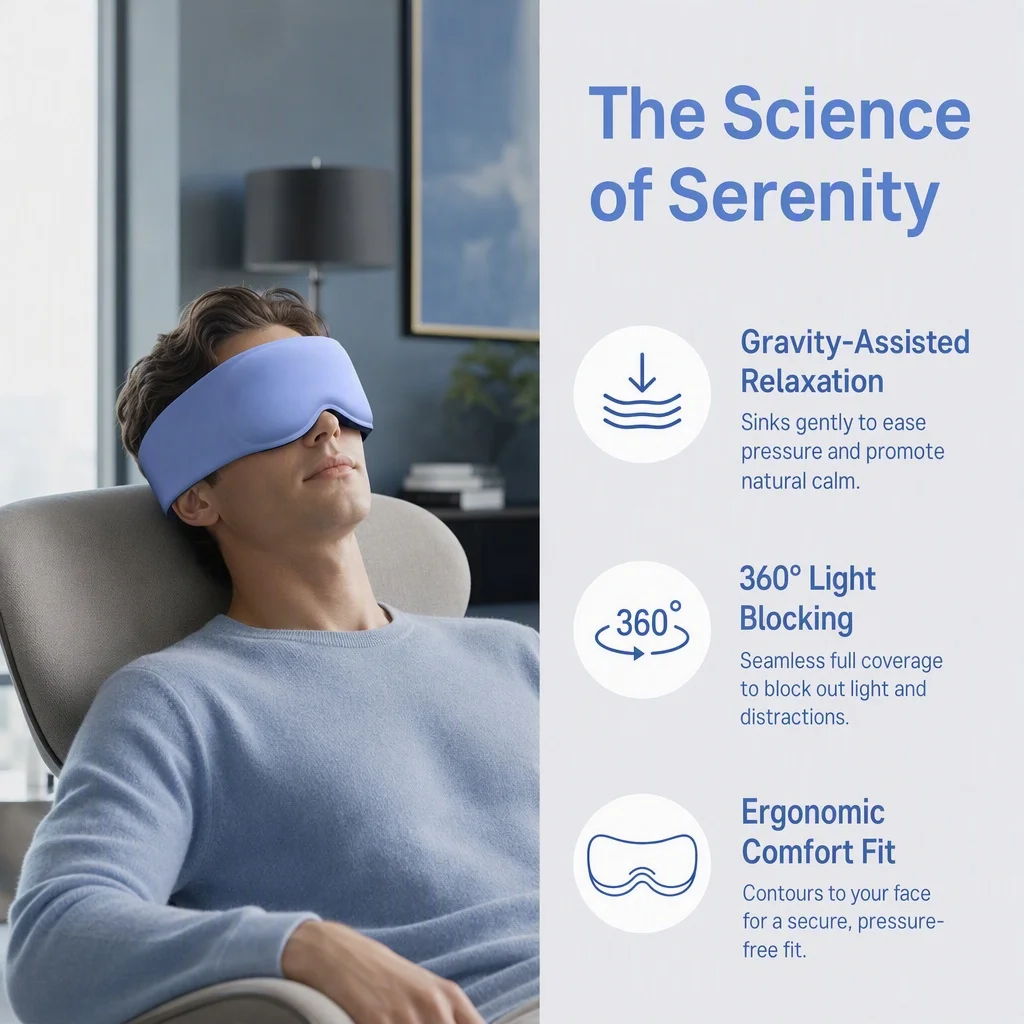 Weighted 3D Contoured Sleep Mask,100% Light Blocking Eyeshade,Soft Gravity Eye Mask for Sleep Relieve Eye Fatigue Travel Rest