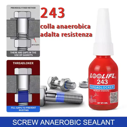 Imagen 1 del producto LOOLIFL 243 15ml, adhesivo de secado rápido para el bloqueo de roscas, adhesivo anaeróbico resistente a altas temperaturas, adecuado para automoción, maquinaria, bloqueo de marcos de acero, venta directa de fábrica