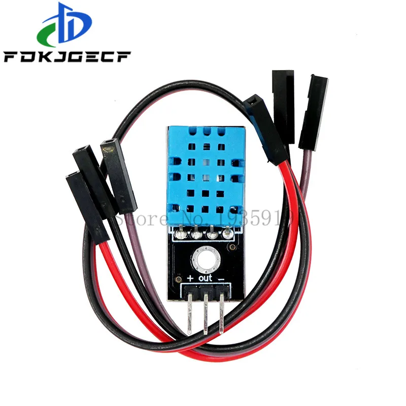 10pcs/lot New Temperature and Relative Humidity Sensor DHT11 Module with Cable for arduino Diy Kit