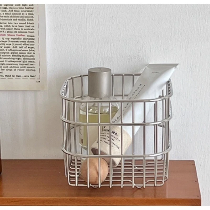 New Wire Storage Basket for Coffee Cosmetics Toiletries Organizer Ins Style Desktop Shelf Study Room Home Decor Baskets