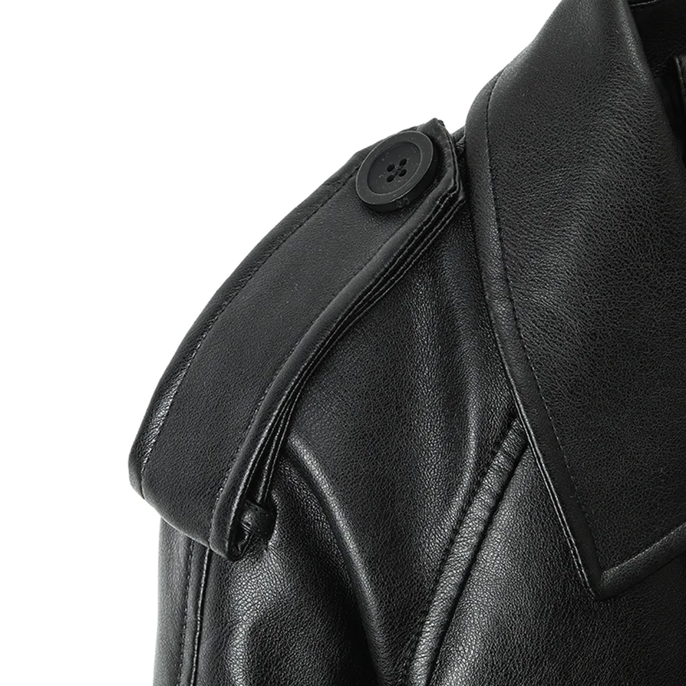 Giacca da motociclista da donna in ecopelle - Giacca corta ispirata a Y2K per la primavera e l'autunno