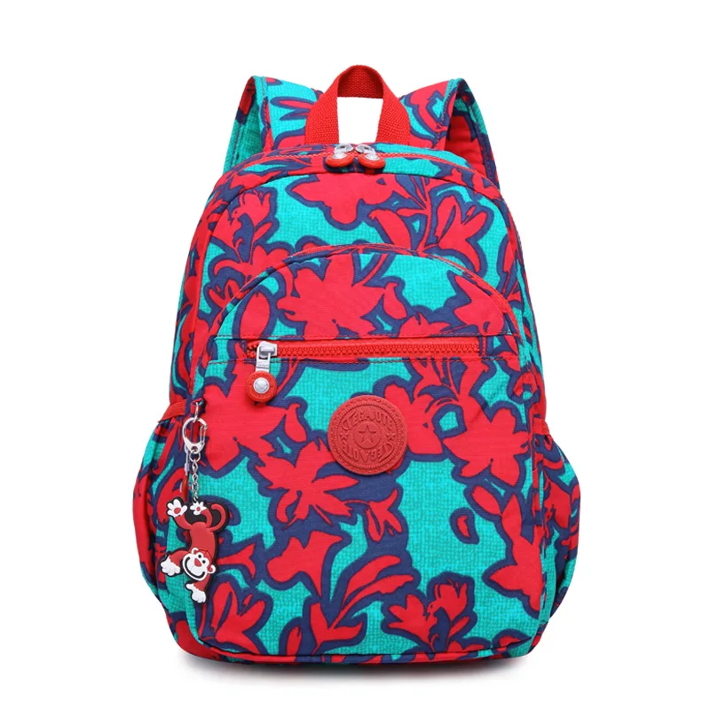 TEGAOTE High Quality Nylon Flower Pattern Fashion Casual A4 Girl Boy Women Men School Backpack Lightweight Travel Bag M1318