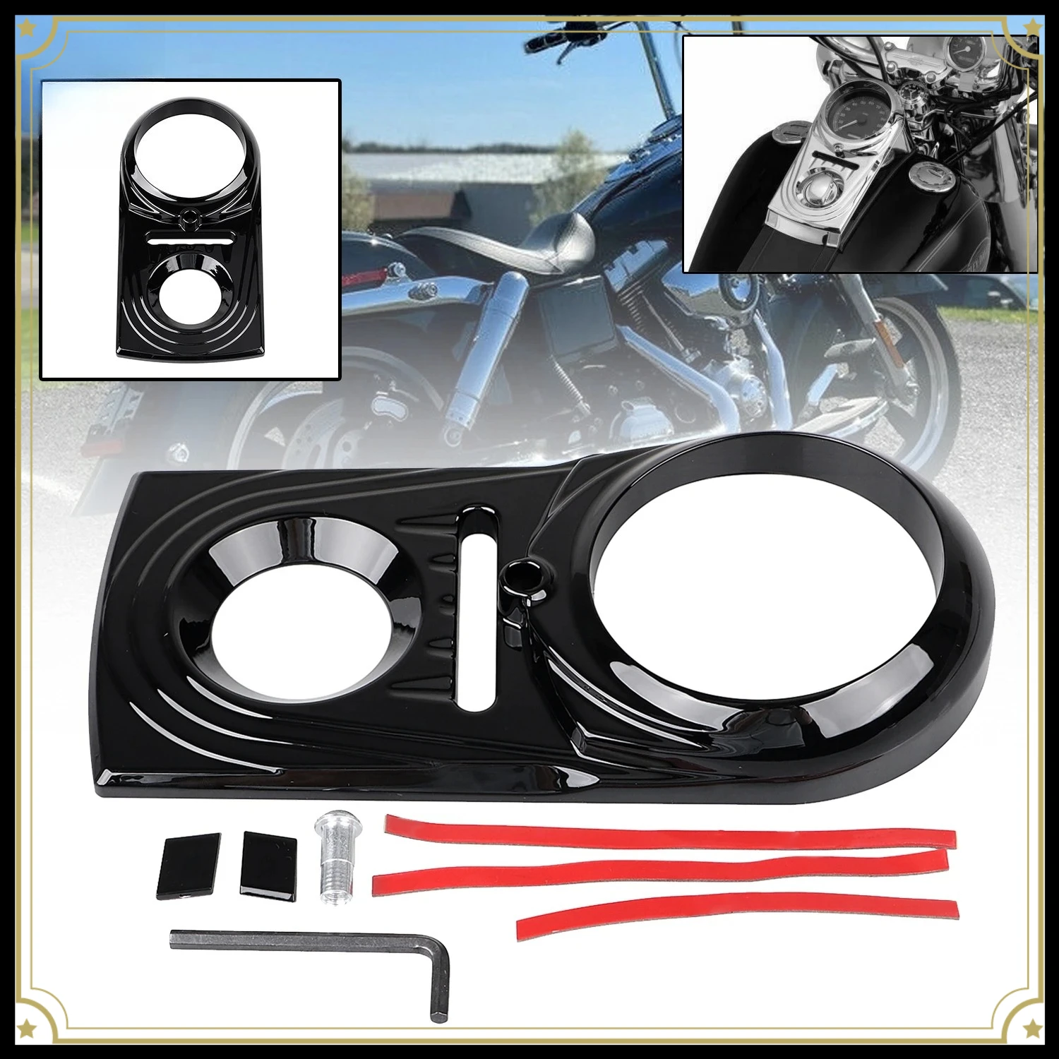 Motorcycle For Harley Black Dash Panel Insert Panels Instrument Cover W/ Hardware Dyna Heritage Softail Springer Fatboy Models