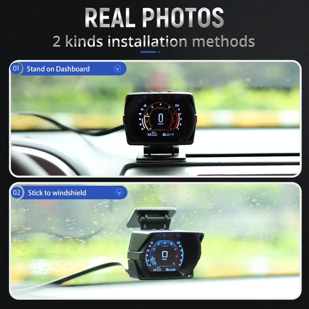2023 Updated New V63S OBD2 HUD Gauge Car Head Up Display Multi-Function Dashboard Coolant / Oil Temp. Fuel Consumption Oil Level