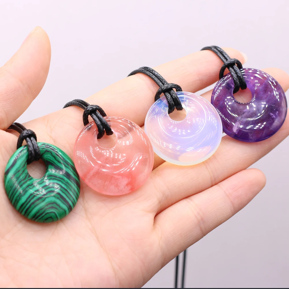 Fashion Big Hole Beads Necklace Natrual Agates Stone Pendant Necklace for Women Jewerly Making DIY Party Exquisite Gift 30x30mm