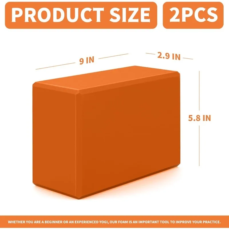 

Blocks 2 Pcs, 9"x6"x3" Brick Foam Blocks EVA Foam Block Props Accessories for Pilates Stretching and Meditat