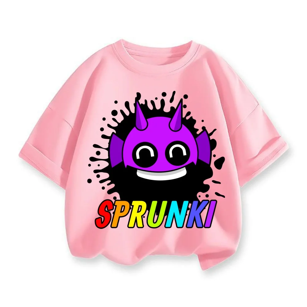 

Sprunki Child T-shirt Cotton Anime Shirt Cartoon Spring Bottoming Tops Short Sleeves Tee Girl Boy Streetwear Casual Clothes Gift