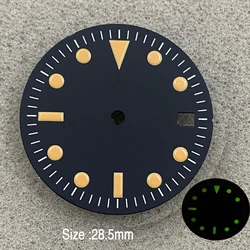 28.5MM Single Calendar Dial Green Luminous Modification Watch Accessories Black-Orange Font Watch Faces for 8215/2813 Movement