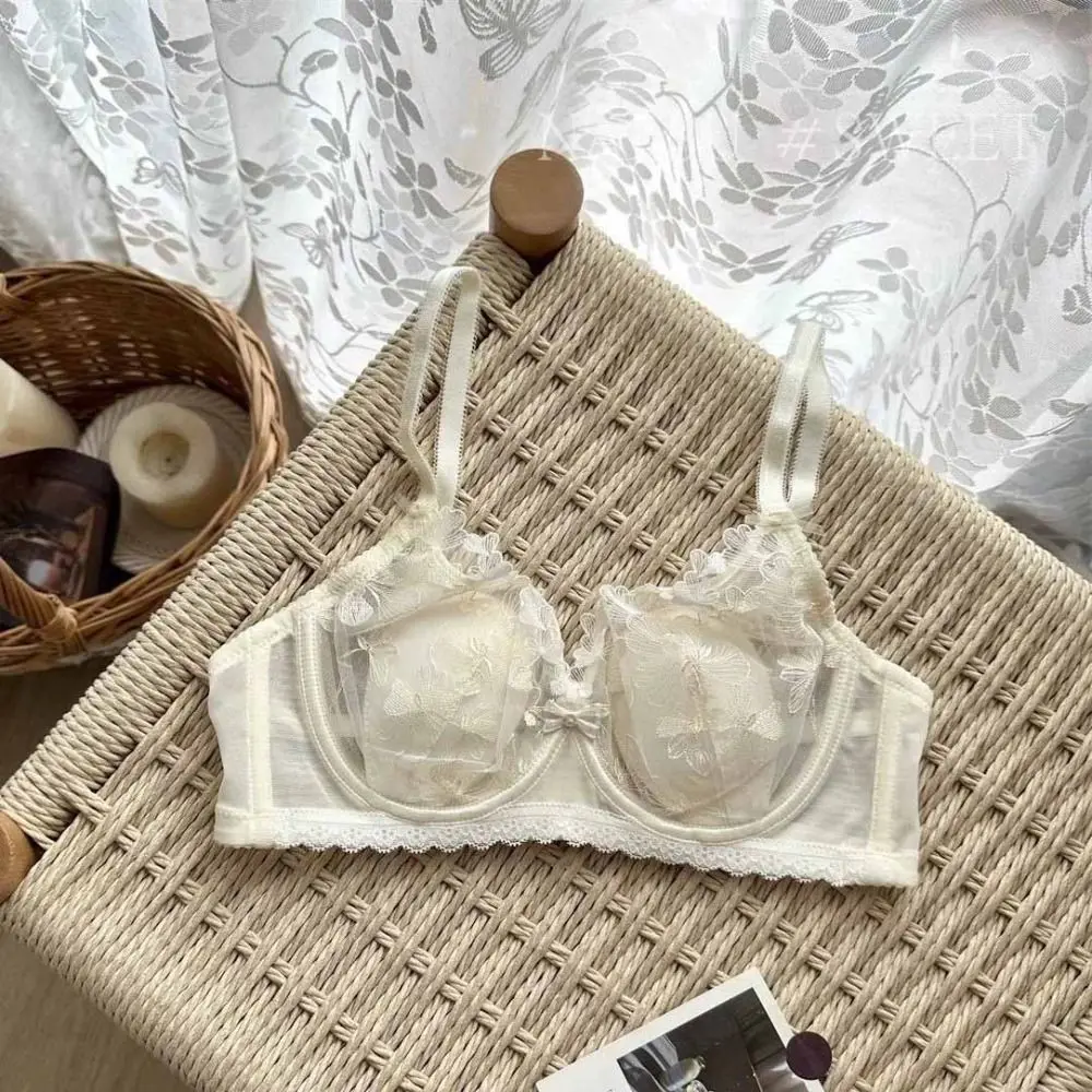 Adjustable Shockproof Wireless Deep V Bra Anti-sagging Push Up Women Underwear Lingerie Thin Lace Mesh Bra Gifts