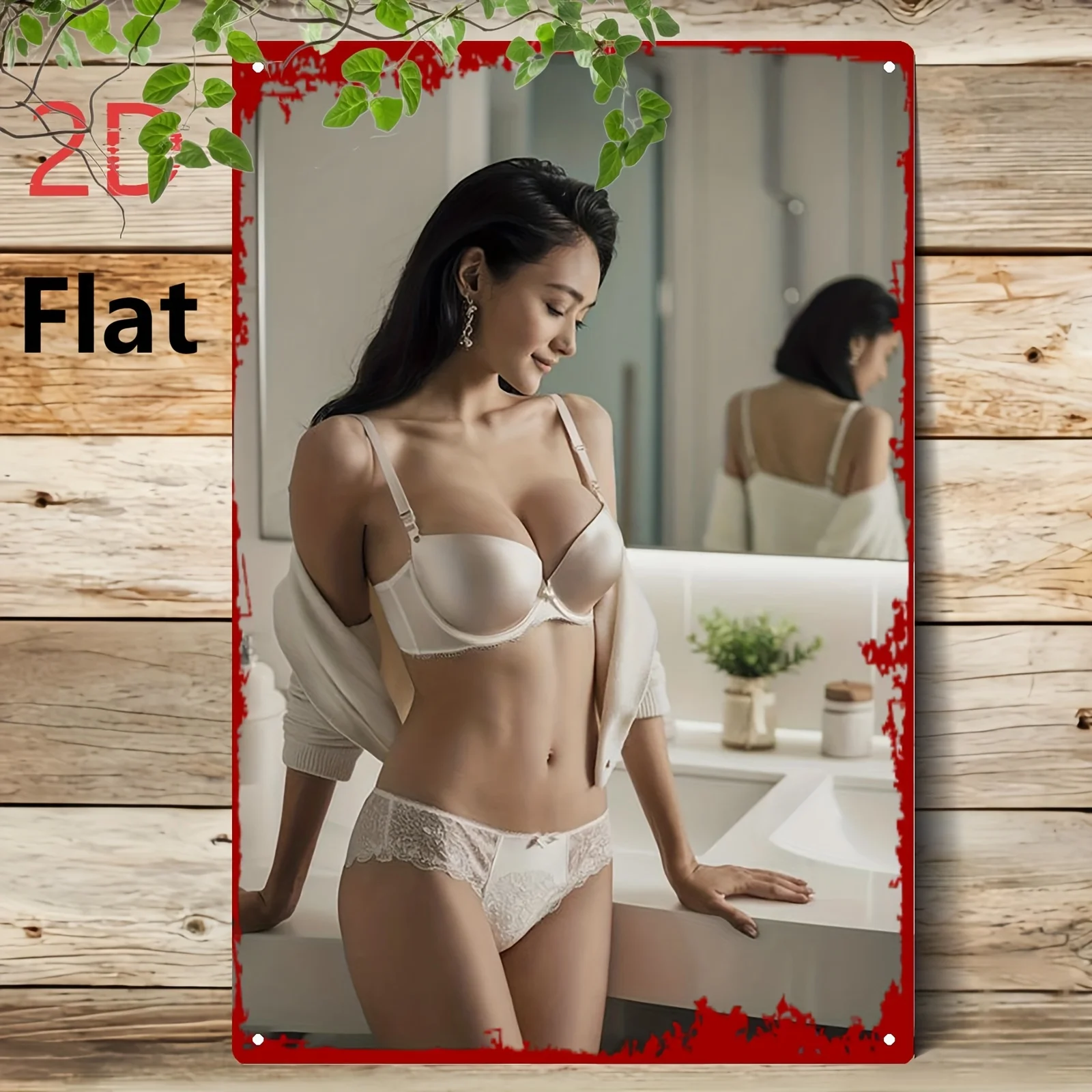 Vintage Metall-Blechschild Wandkunst 8x12 Zoll, Sexy Dessous Frau Silhouette Retro Deko für Zuhause Bar Café Schlafzimmer, Geschenk für Frauen