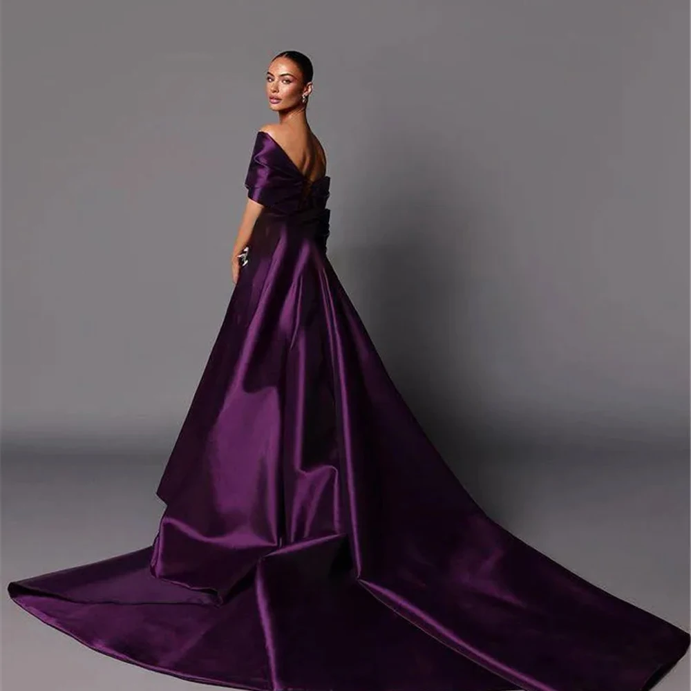 Customized Evening Dresses Classic Exquisite High quality Retro Applique Ruched A-line Off-the-shoulder Long Dresses Simple