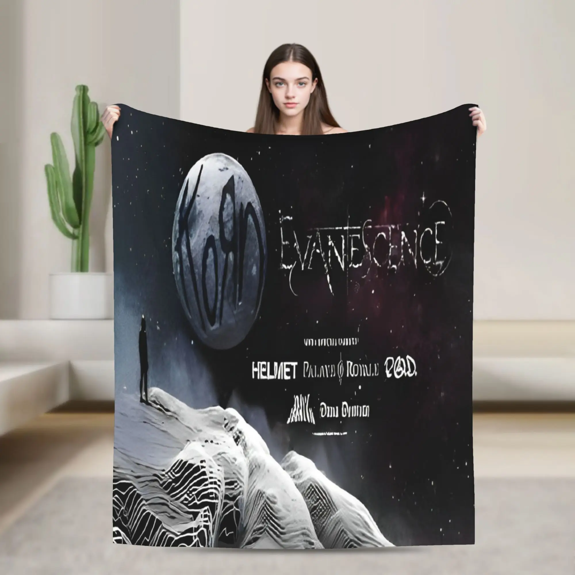 Korns Evanescence Flannel Throw Blanket Nu Metal Band Neidermeyers Blankets for Bedding Bedroom Lightweight Thin Bedspread