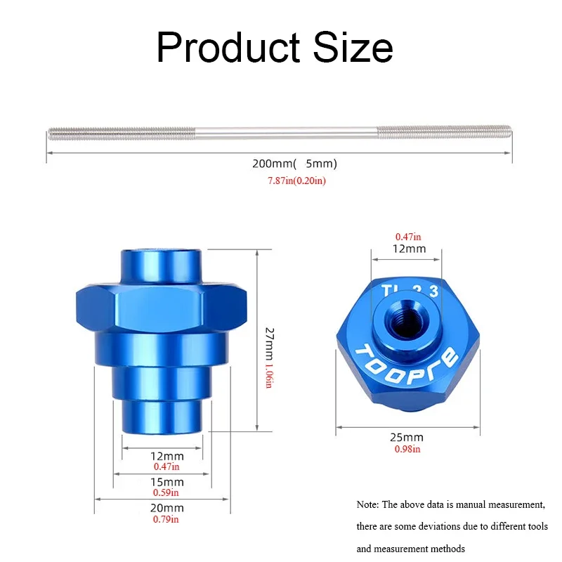 TOOPRE Bicycle Thru Axle Adapter for 12/15/20mm Hub Bike Wheelsrt Adjustment Tool Stainless Steel Bike Hub Thru Axle Shaft
