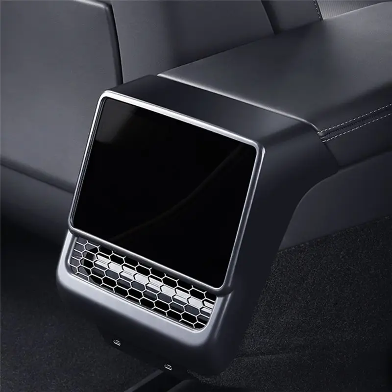 Ingenious-For Tesla Model 3/Y ABS Black Interior Accessories Rear Air Outlet Trim Protector Cover Model 3 Highland Decor Parts