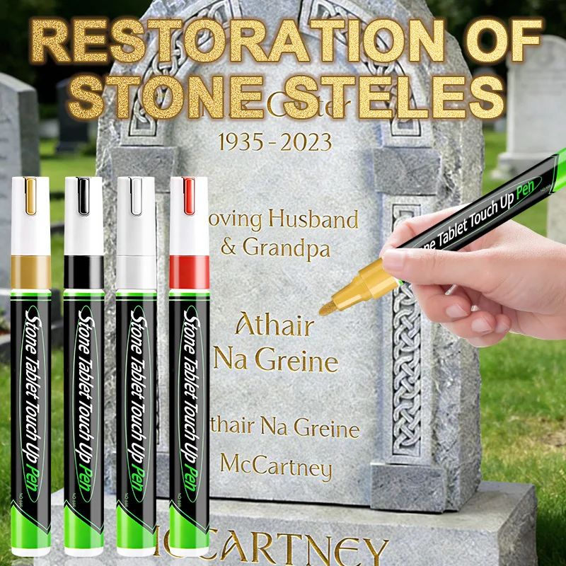 Golden Tombstone Marker Inscription Restoration Pen,  Weatherproof Tracing Pen Quick-Dry Touch Up Paint Pen for Granite Stone image 6