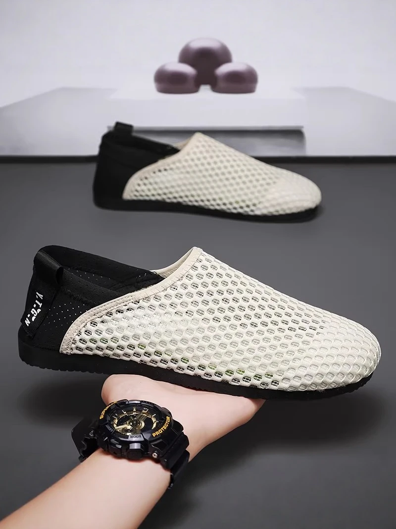 

Men's Summer Breathable Mesh Sports Casual Slip-On Beijing Ice Silk Air Conditioning Trendy Shoes Lightweight Comfortable Sne...