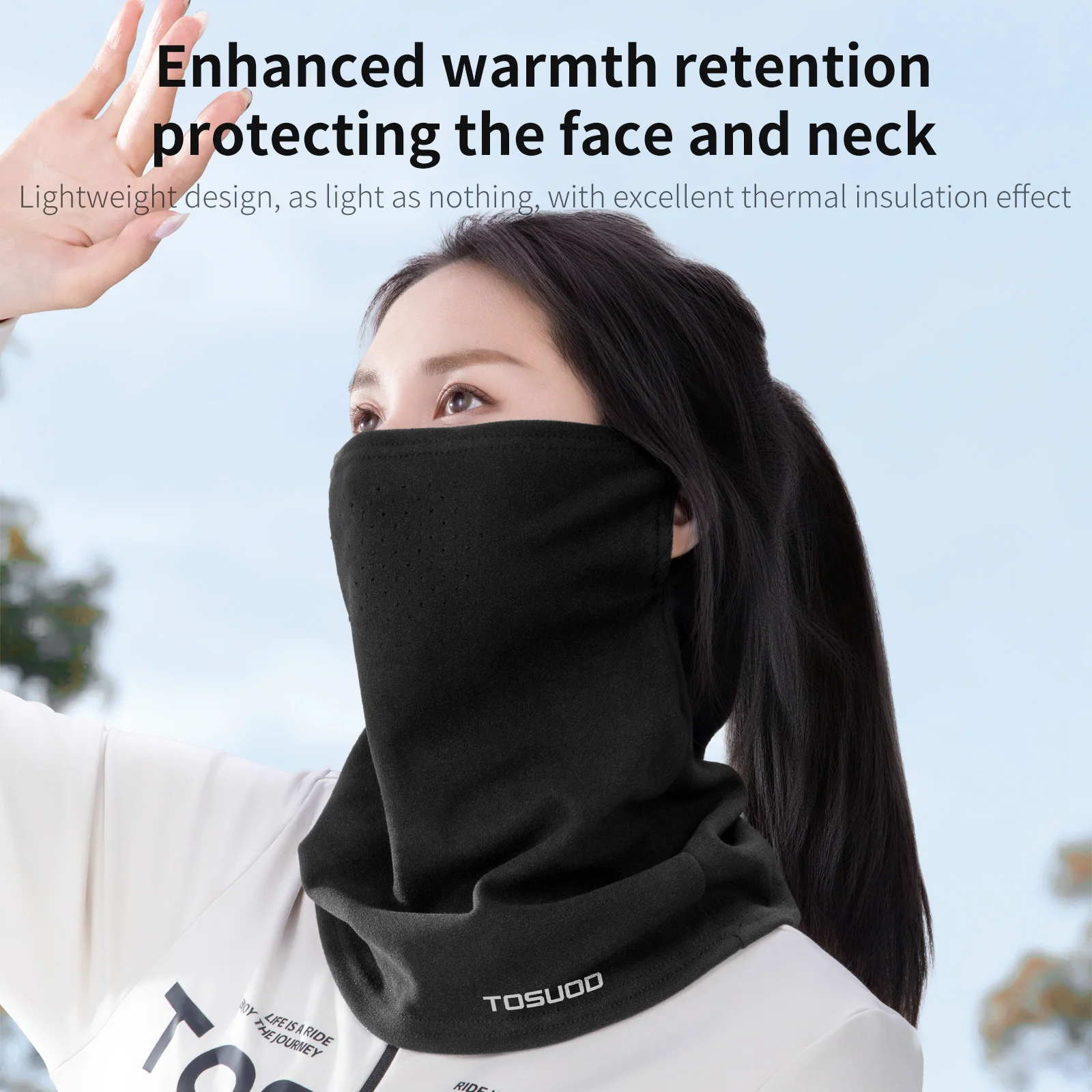 TOSUOD Winter-Gesichtsmaske, kältebeständig, warm, winddicht, schweißlösend, Skifahren, Kopfbedeckung, Radfahren, Skaten, Motorrad-Gesichtsmaske – Detail 5
