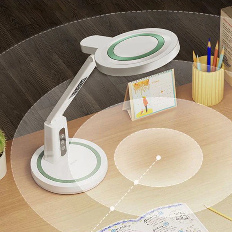 Lámpara de mesa con reloj LED, lámpara de escritorio regulable recargable por USB, luz LED enchufable, protección ocular plegable, luz nocturna de