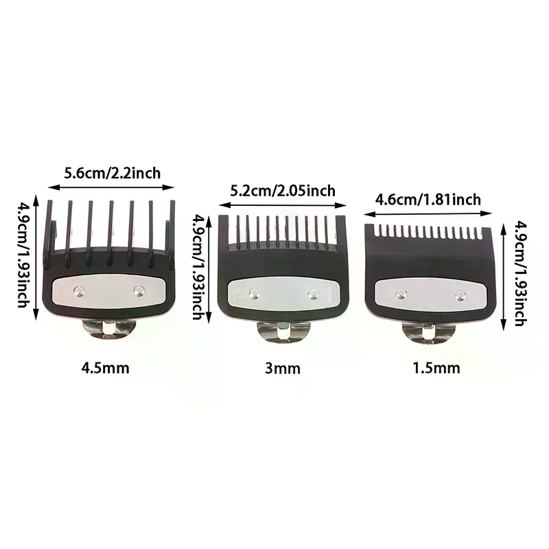3pcs Hair Clipper Guards Guide Combs Trimmer Cutting Guides Styling Tools Attachment Compatible 1.5mm 3mm 4.5mm