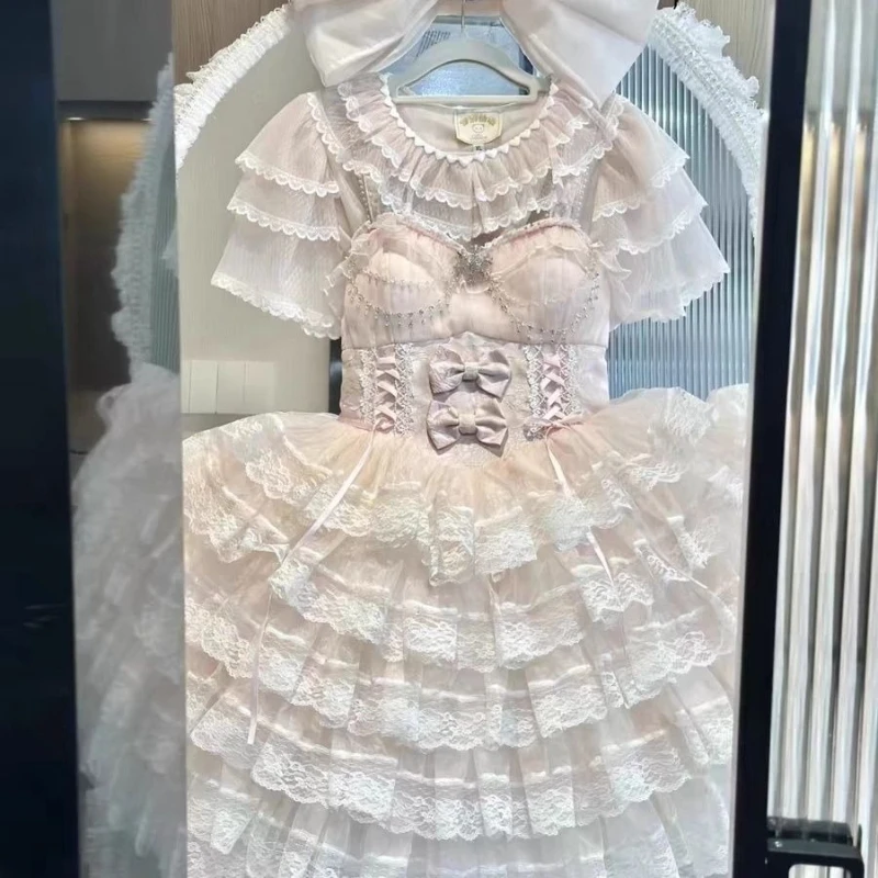 Kawaii Chic Design dentelle beaux hauts jolie mode mince col rond solide à manches courtes vêtements conception décontracté Lolita T-shirts