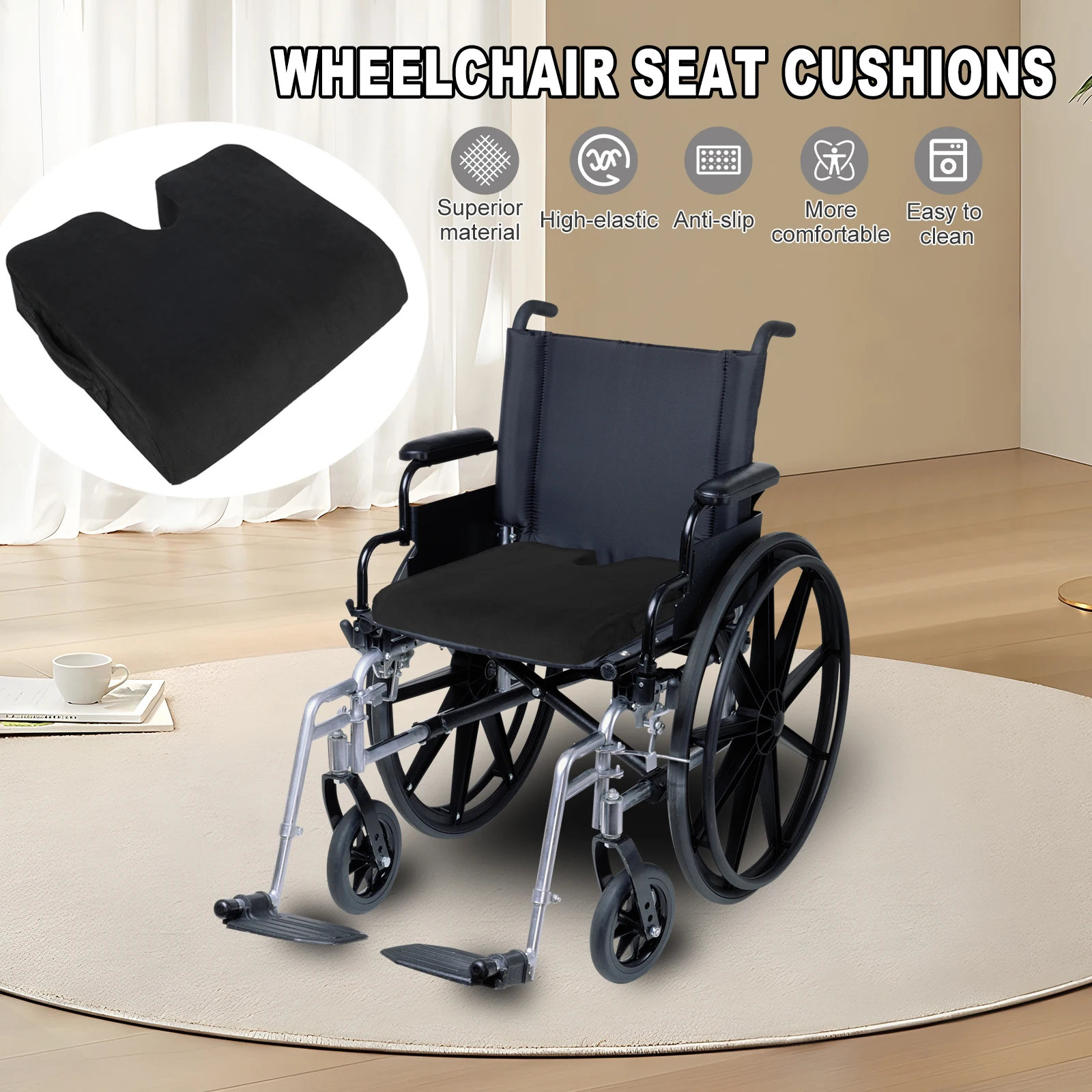 Wheelchair Seat Cushion Highly Resilient Office Chair Cushion with Removable Cover Nonslip Office Seat Cushion for Adults Senior